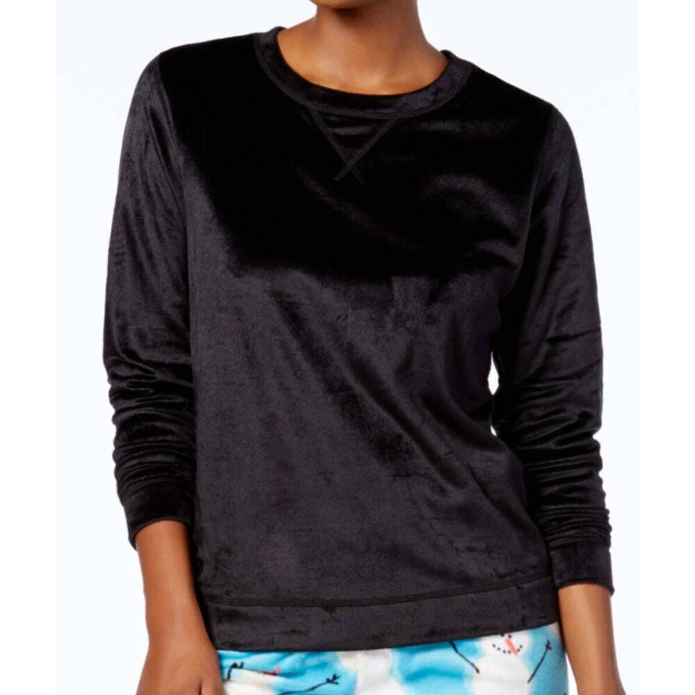 NEW HUE sueded fleece pajama top in black